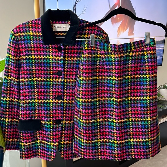 Vintage JH Collectibles houndstooth skirt suit